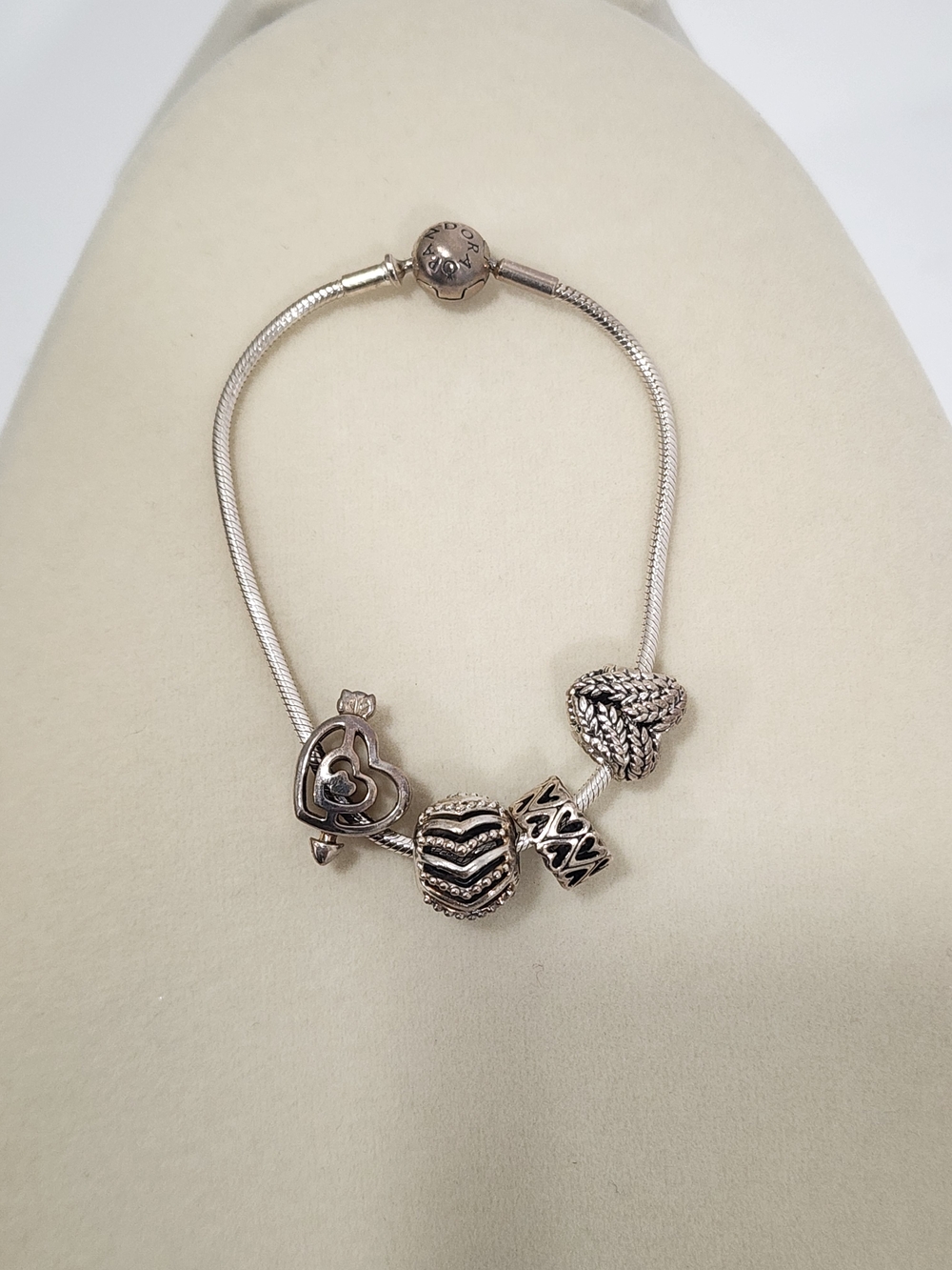 Pandora 925 Sterling Silver Bracelet With Charms Fashion Jewelry